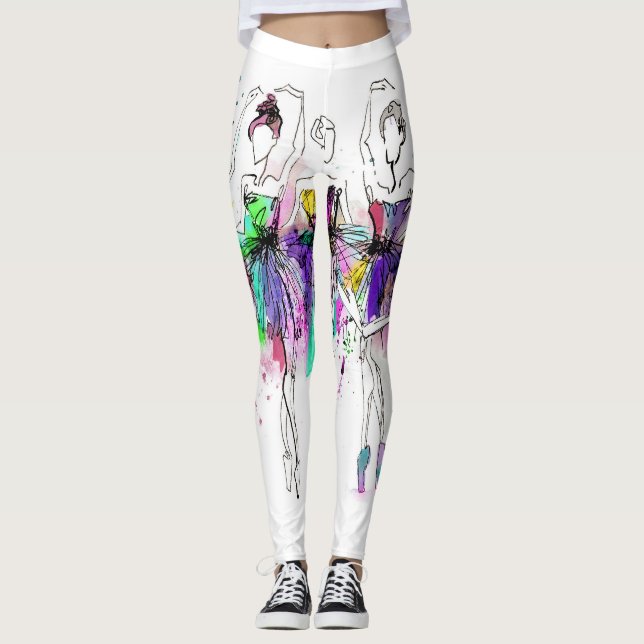 Leggings Aquarelle Ballerinas : Bright Dance Illustration (Devant)