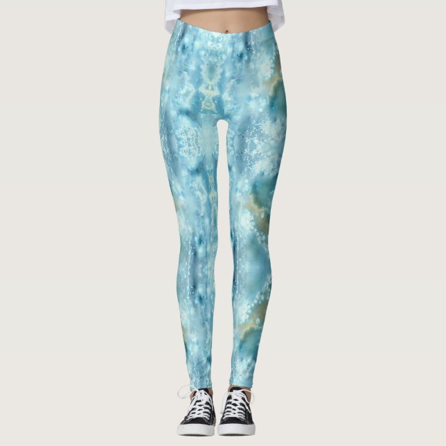 Leggings Aquarelle bleu galaxie (Devant)