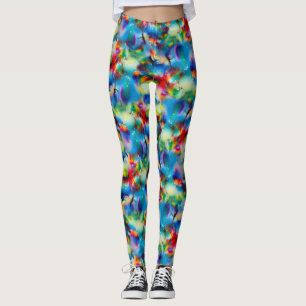 Leggings Aquarelle bleu rouge jaune vert Abstraction