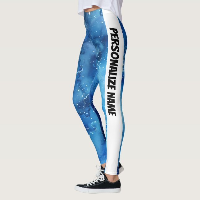 Leggings Aquarelle bleue PERSONNALISER (Gauche)