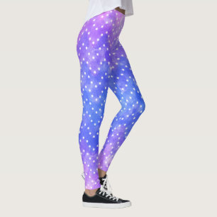Leggings Aquarelle bleue violette étoile ciel galaxie