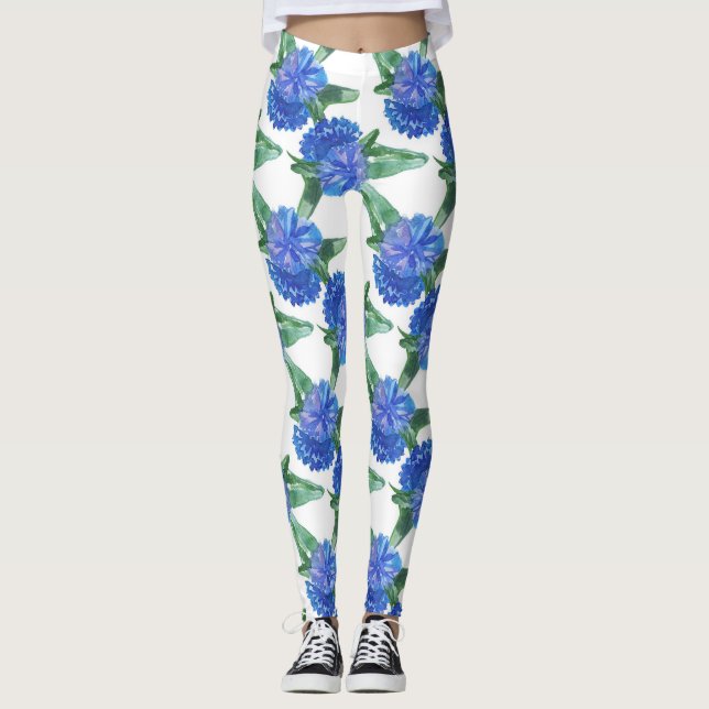 Leggings aquarelle bleuets (Devant)