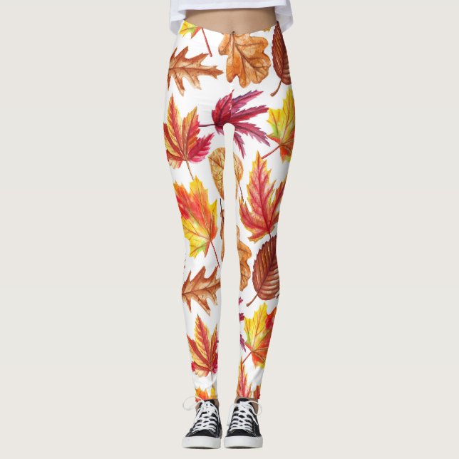 Leggings Aquarelle botanique d'automne, composition transpa (Devant)