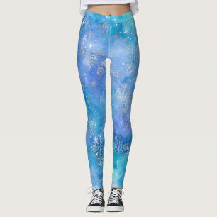 Leggings Aquarelle Ciel de nuit Galaxie Turquoise violet bl
