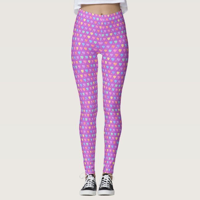 Leggings Aquarelle Coeurs et flèches Motif lumineux (Devant)