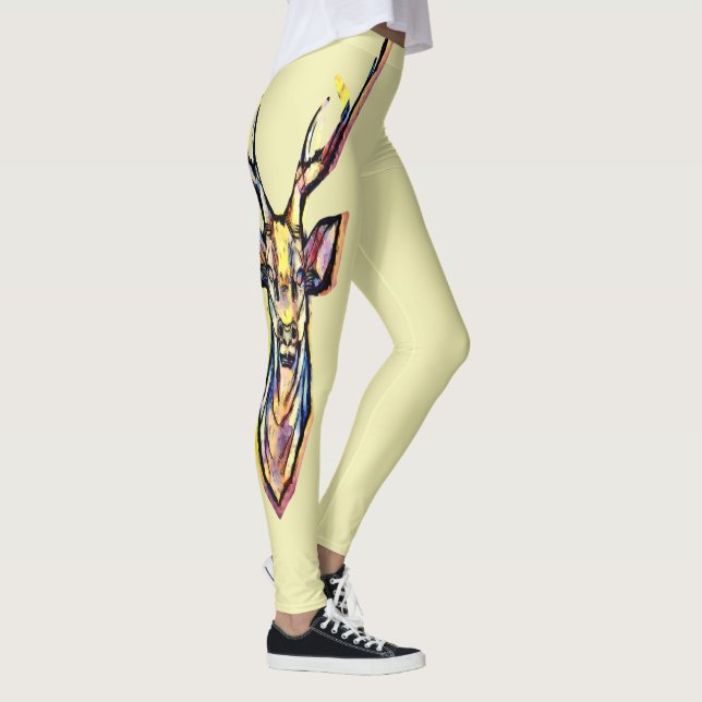 Leggings Aquarelle colorée Deer Head Art (Droite)