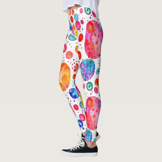 Leggings Aquarelle colorée Pois Abstraits (Gauche)