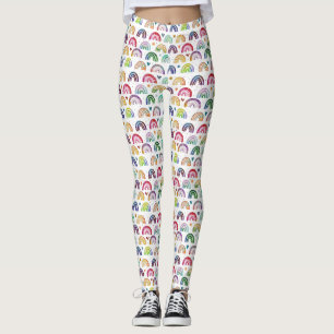 Leggings Aquarelle colorée Rainbows coeurs et étoiles motif