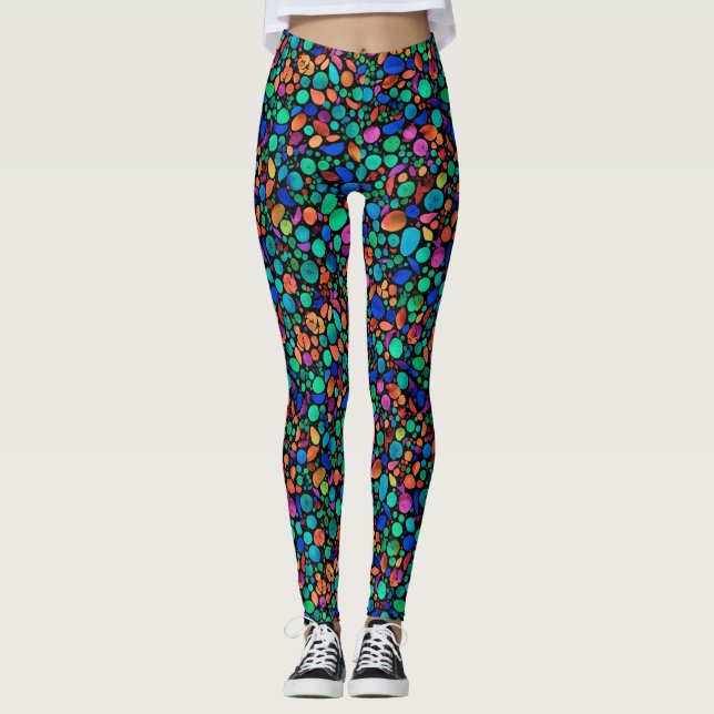 Leggings Aquarelle cool Polka colorée Abstraite (Devant)