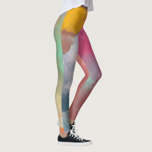 Leggings Aquarelle de bijoux ton Abstrait Art fin
