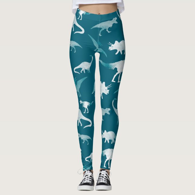 Leggings Aquarelle de dinosaure : Motif textile (Devant)