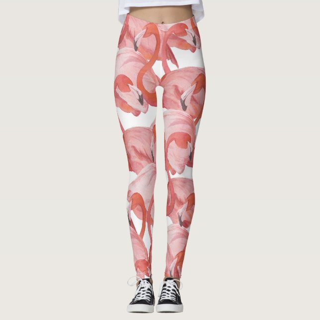 Leggings Aquarelle de Flamant rose : Motif transparent (Devant)