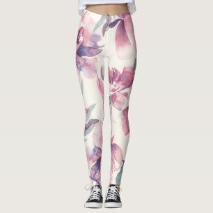 Leggings Aquarelle de pivoines : arrière - plan floral tran