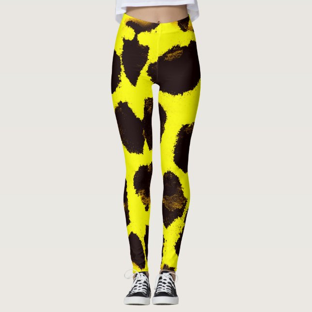 Leggings Aquarelle de Poster de animal Abstrait Leopard (Devant)