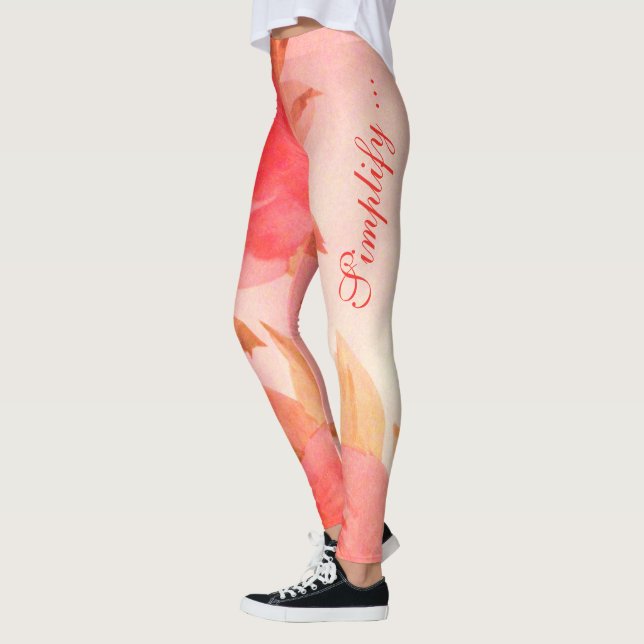Leggings Aquarelle de Rose de corail (Gauche)