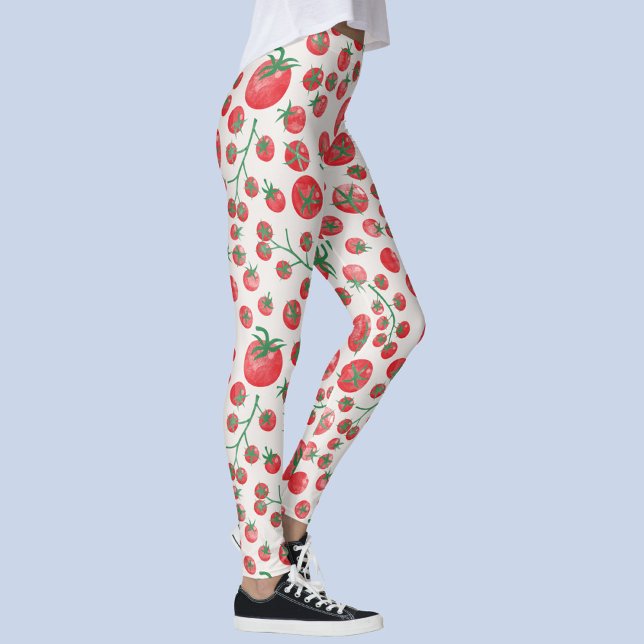 Leggings Aquarelle de tomate (Fun Mediterranean watercolor tomato pattern leggings or yoga pants)
