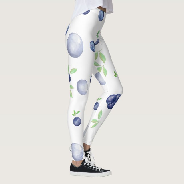 Leggings Aquarelle d'été Légumineuses bleuets (Droite)