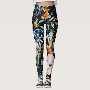 Leggings Aquarelle douce : Baies florales roses