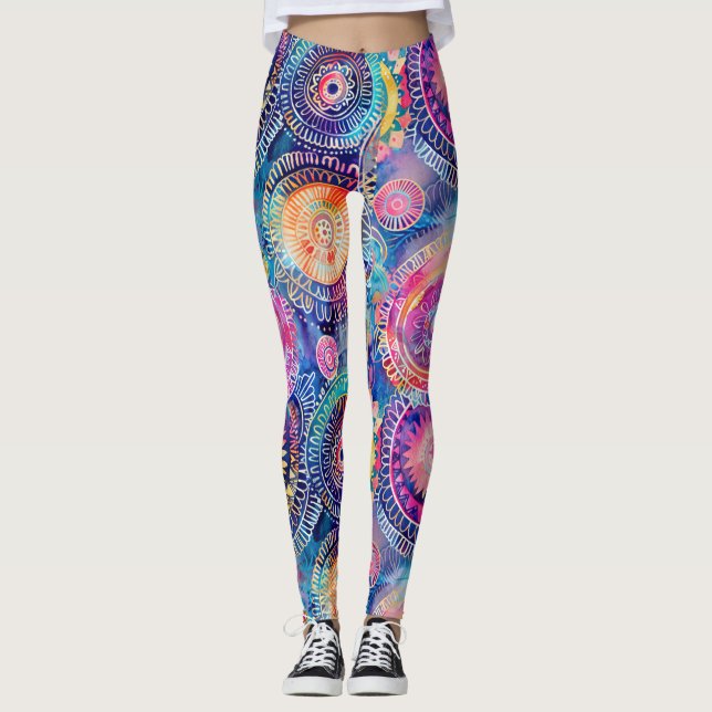 Leggings Aquarelle dynamique Mandala (Devant)