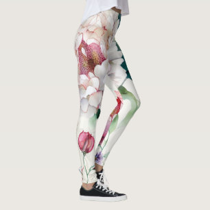 Leggings Aquarelle élégante délicate motif asiatique floral