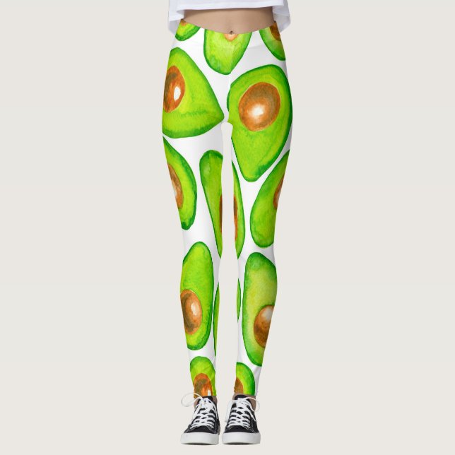 Leggings Aquarelle en tranches d'Avocado (Devant)