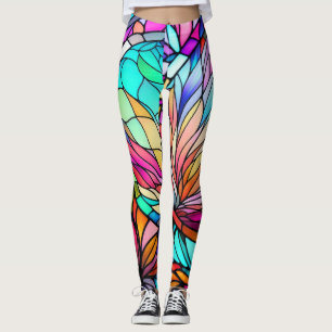 Leggings Aquarelle en verre tendu Style géométrique Abstrai