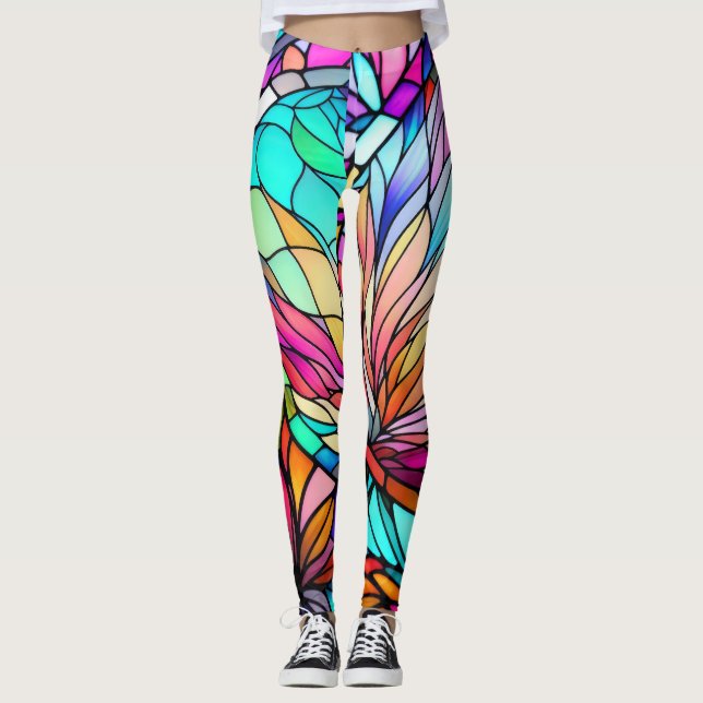 Leggings Aquarelle en verre tendu Style géométrique Abstrai (Devant)