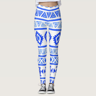 Leggings Aquarelle ethnique Aztec, motif géométrique.