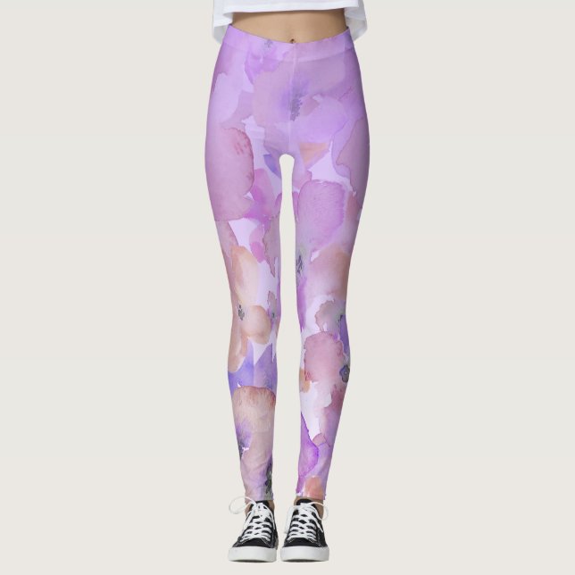 Leggings Aquarelle féminine doucement florale Ombre de *~* (Devant)