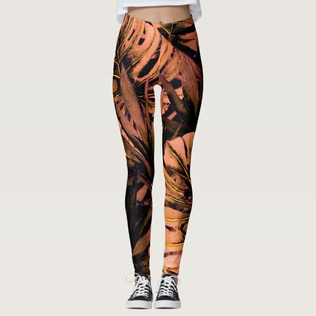 Leggings Aquarelle feuille tropicale, maillot de bain sans  (Devant)