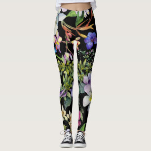 Leggings Aquarelle Feuilles tropicaux : Motif transparent