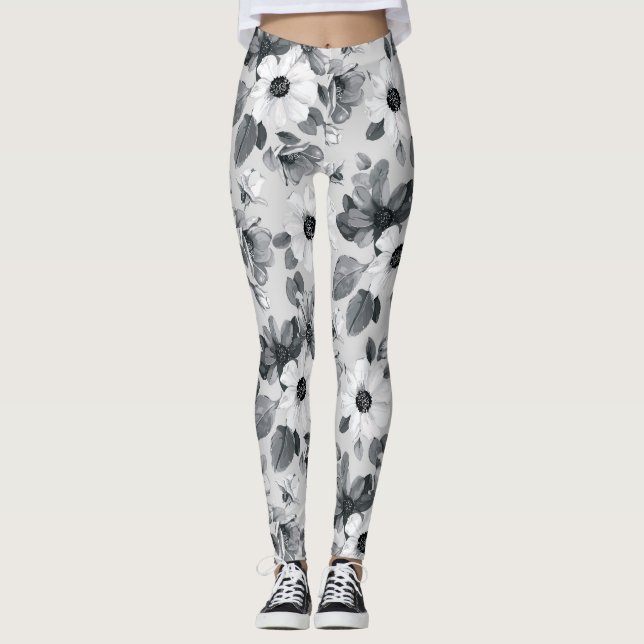 Leggings Aquarelle fleur sauvage - Illustration Vintage (Devant)
