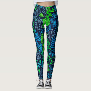 Leggings Aquarelle fleurie doodles arrière - plan foncé