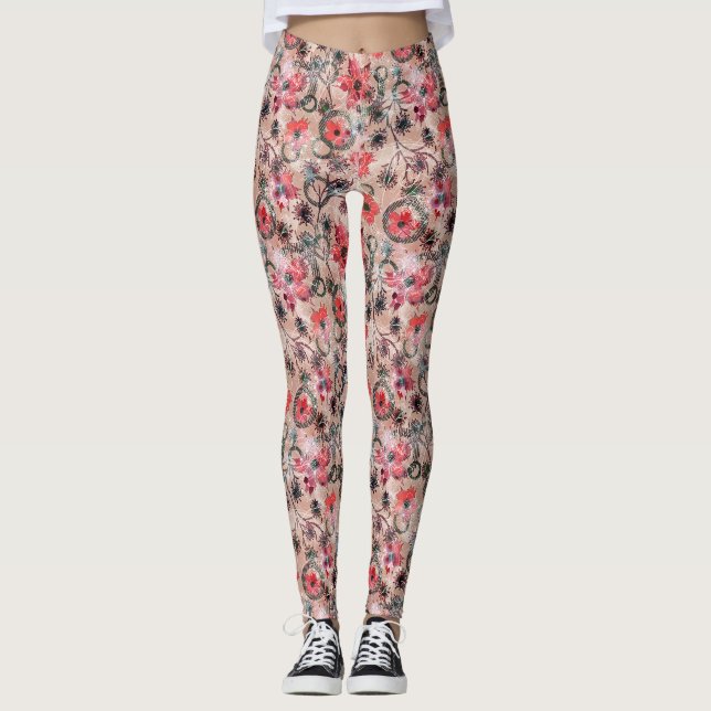 Leggings Aquarelle, fleurs. (Devant)