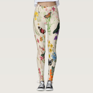 Leggings Aquarelle Fleurs & Papillons Jardin Floral