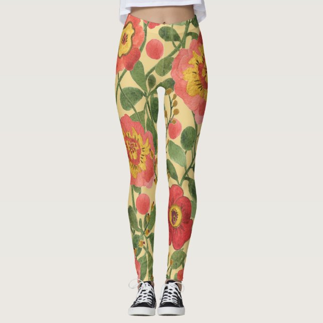 Leggings Aquarelle florale rétro : Élégance intemporelle (Devant)