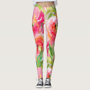 Leggings Aquarelle Florale Rustique, Lumineuse Moderne