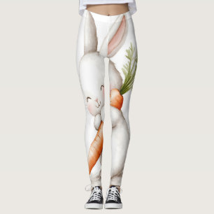 Leggings Aquarelle Fluffy Bunny Carrot Love