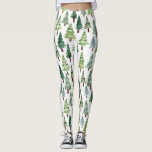 Leggings  Aquarelle Forêt d'hiver de pins rustiques<br><div class="desc">Belle aquarelle hiver forêt douleur arbre motif</div>