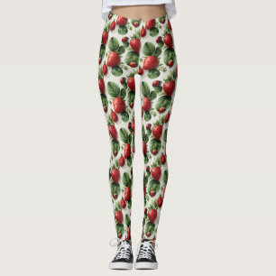 Leggings Aquarelle fraise et coccinelle Motif sans couture