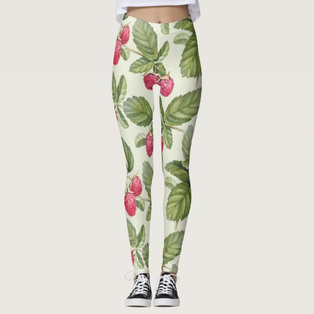 Leggings Aquarelle Framboise Motif sans couture (Devant)