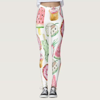 Leggings Aquarelle fruits tropicaux, glace motif.