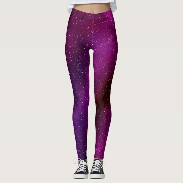 Leggings Aquarelle Galaxies rose violet (Devant)