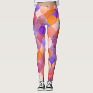 Leggings Aquarelle géométrique, écailles de poissons arabes