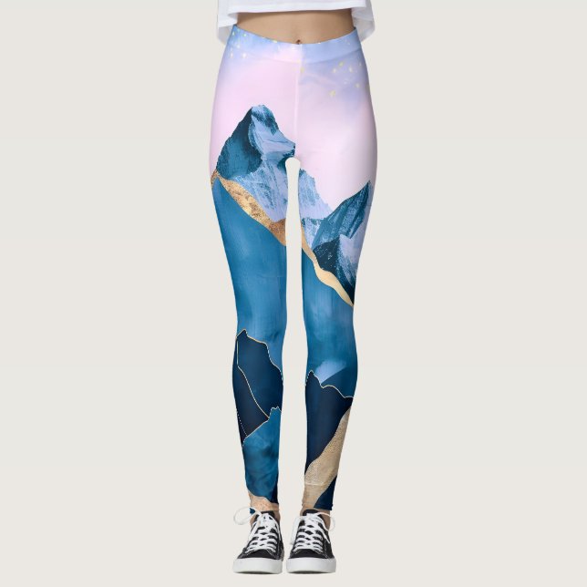 Leggings Aquarelle Golden Celestial Peaks (Devant)