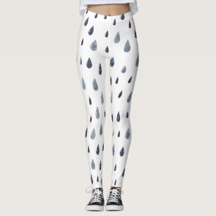 Leggings Aquarelle gouttes de pluie, indigo motif sans soud