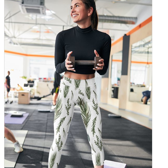 Leggings Aquarelle Hiver Vert Motif sans couture (Créateur téléchargé)