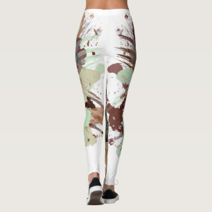 Leggings Aquarelle Huile Peinture lavande Toile verte Brace