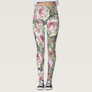 Leggings Aquarelle Jardin : Rose Tulip Elégance.