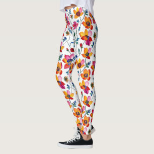 Leggings Aquarelle Joli rose et jaune Floral